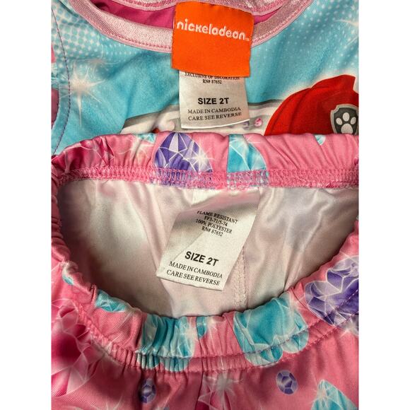 Nickelodeon Paw Patrol Girls Pajamas Size 2T Pink Gems Flutter Sleeve Set - Picture 2 of 2